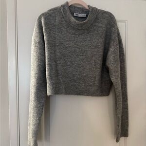 Zara Heather Gray Crew Neck Sweater